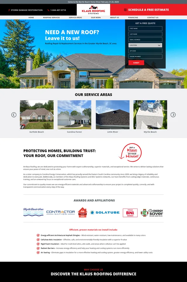 Klaus Roofing Website
